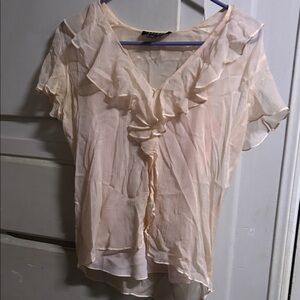 Ralph Lauren Double RL Light Peach Ruffled Blouse